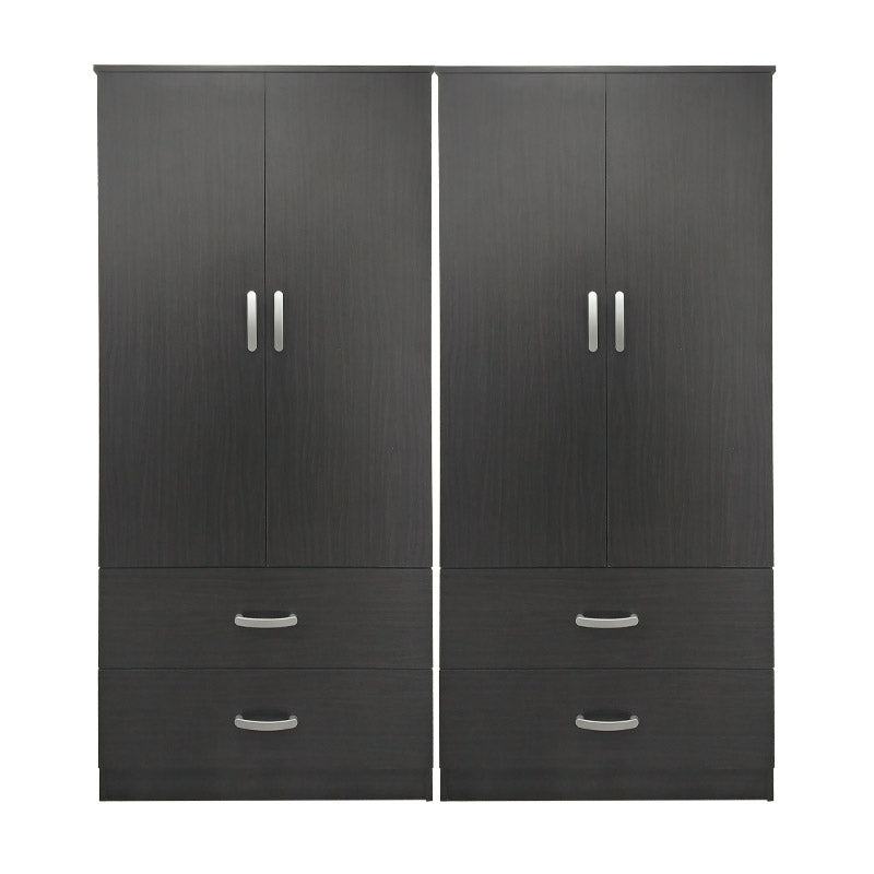 Four-leaf wardrobe with drawers Athos pakoworld wenge 160x42x180cm