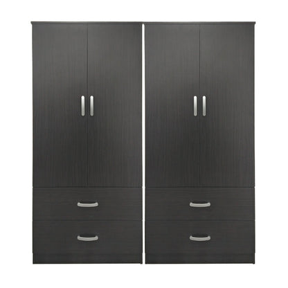 Four-leaf wardrobe with drawers Athos pakoworld wenge 160x42x180cm