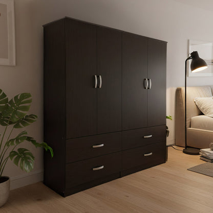 Four-leaf wardrobe with drawers Athos pakoworld wenge 160x42x180cm