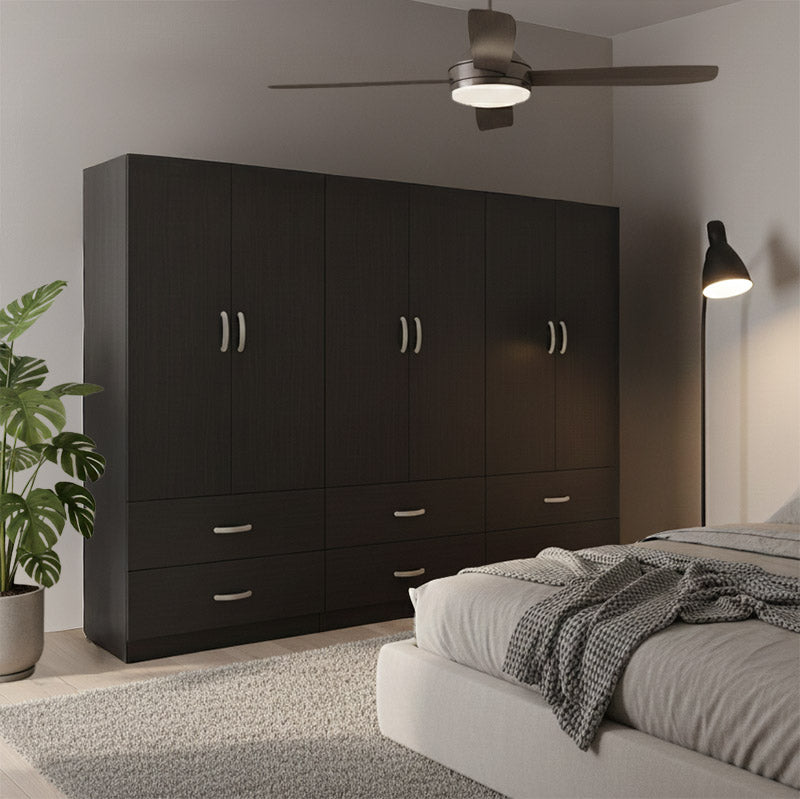 Athos pakoworld six-door wardrobe with drawers wenge 240x42x180cm