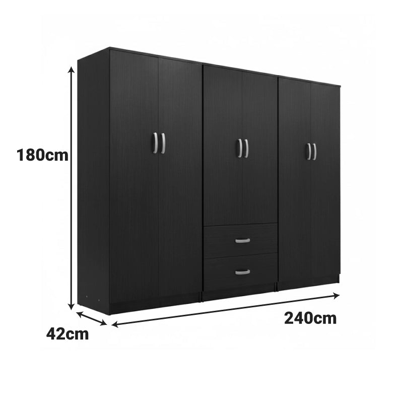 Athos Ι wenge six-door wardrobe 240x42x180cm