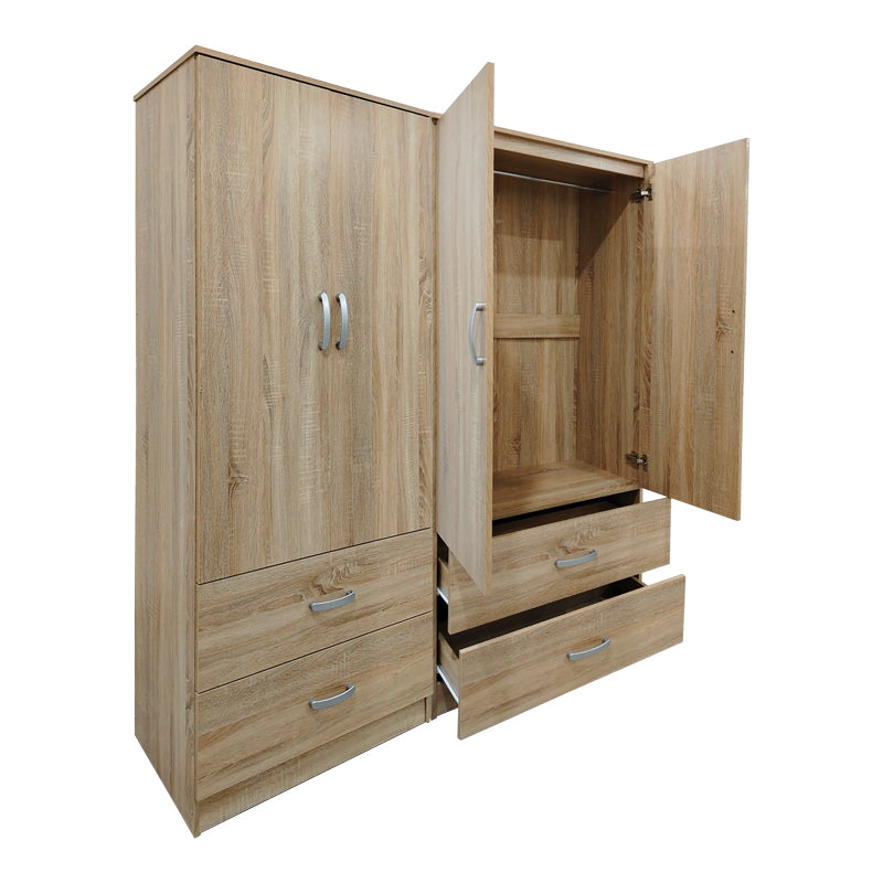 Four-door wardrobe with drawers Athos pakoworld sonoma 160x42x180cm
