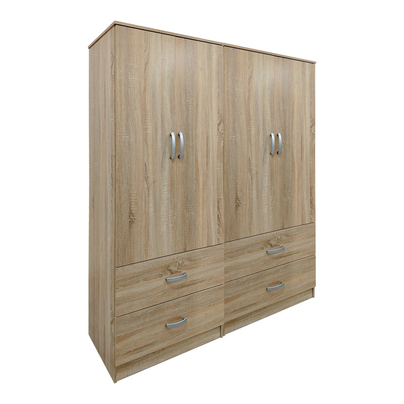 Four-door wardrobe with drawers Athos pakoworld sonoma 160x42x180cm