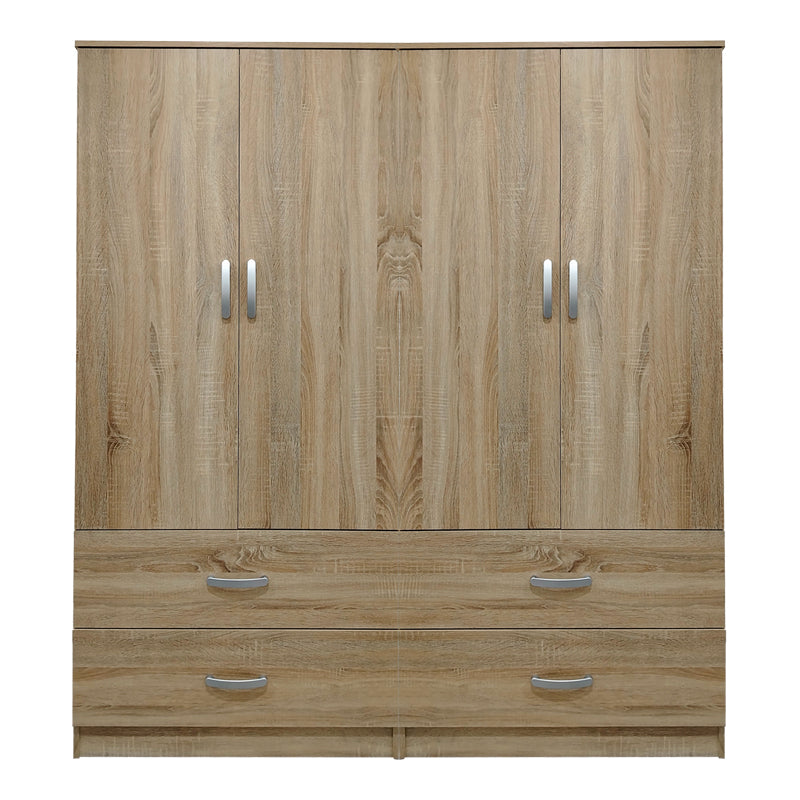 Four-door wardrobe with drawers Athos pakoworld sonoma 160x42x180cm