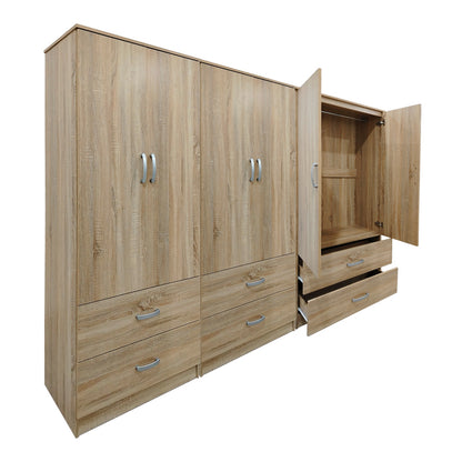 Six-leaf wardrobe with drawers Athos pakoworld sonoma 240x42x180cm