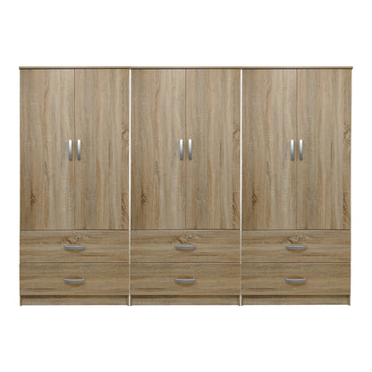 Six-leaf wardrobe with drawers Athos pakoworld sonoma 240x42x180cm