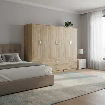 Six-leaf wardrobe with drawers Athos pakoworld sonoma 240x42x180cm