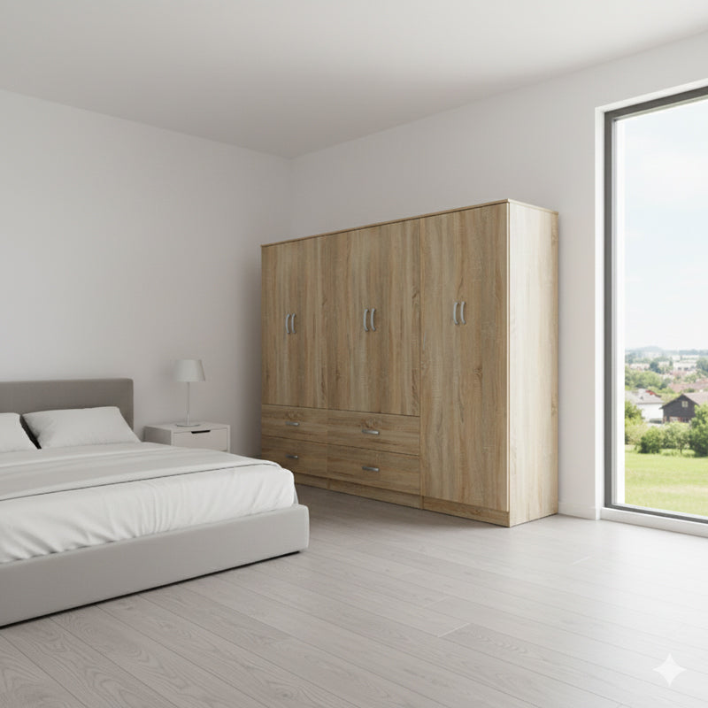 Athos six-door wardrobe sonoma 240x42x180cm