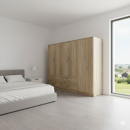 Athos six-door wardrobe sonoma 240x42x180cm