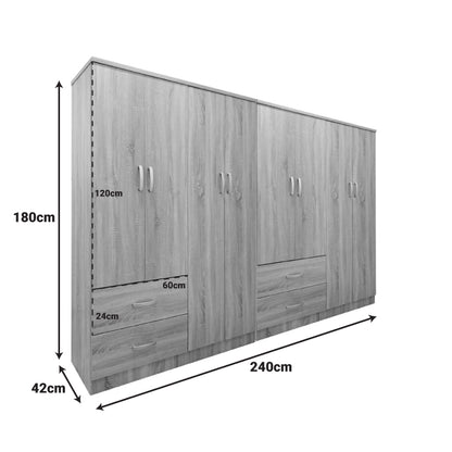 Athos pakoworld eight-door wardrobe sonoma 241x42x181cm