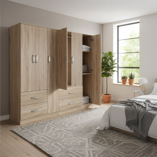 Athos six-door wardrobe sonoma 180x42x180cm