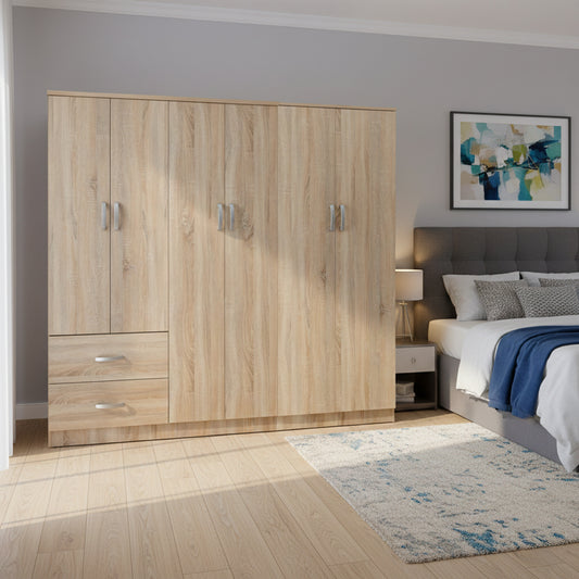 Athos I six-door wardrobe sonoma 200.5x42x180cm
