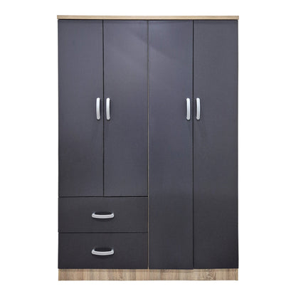 Four-door wardrobe with 2 drawers Athos anthracite-sonoma 120.5x42x181cm