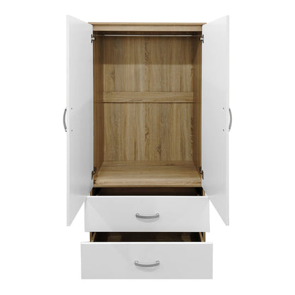 Four-leaf wardrobe with drawers Athos pakoworld sonoma-white 160x42x180cm