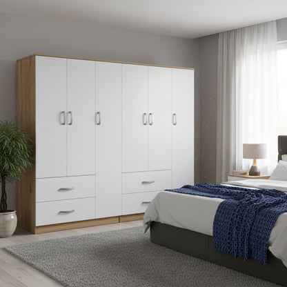 Athos pakoworld six-door wardrobe sonoma-white 180x42x180cm