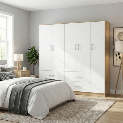 Athos pakoworld five-door wardrobe sonoma-white 170x42x180cm