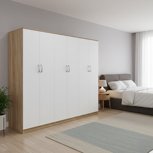 Athos II six-door wardrobe sonoma-white 240x42x180cm