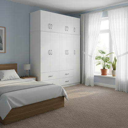 Five-door wardrobe with loft Athos pakoworld white 170x42x240cm