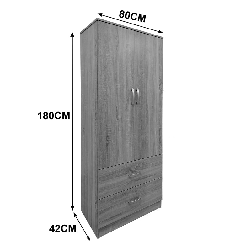 Four-leaf wardrobe with drawers Athos pakoworld sonoma-anthracite 160x42x180cm