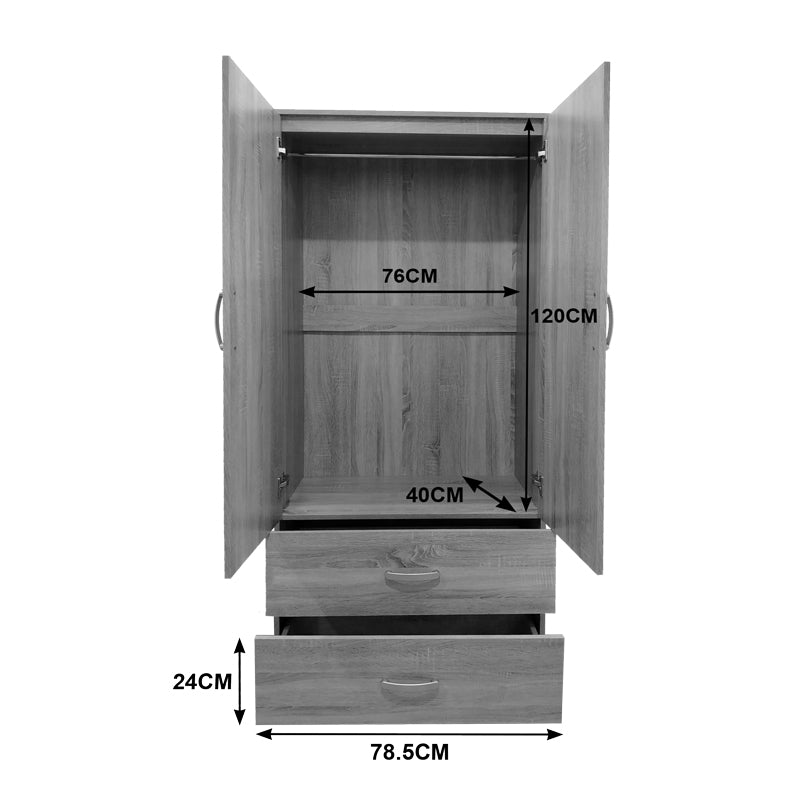 Four-leaf wardrobe with drawers Athos pakoworld sonoma-anthracite 160x42x180cm