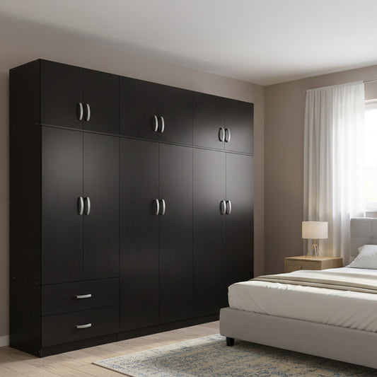 Six-door wardrobe with loft Athos I wenge 240x42x240cm