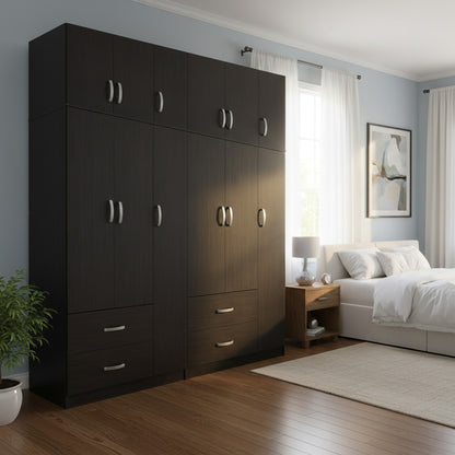 Athos pakoworld six-door wardrobe with loft, wenge, 180x42x240cm