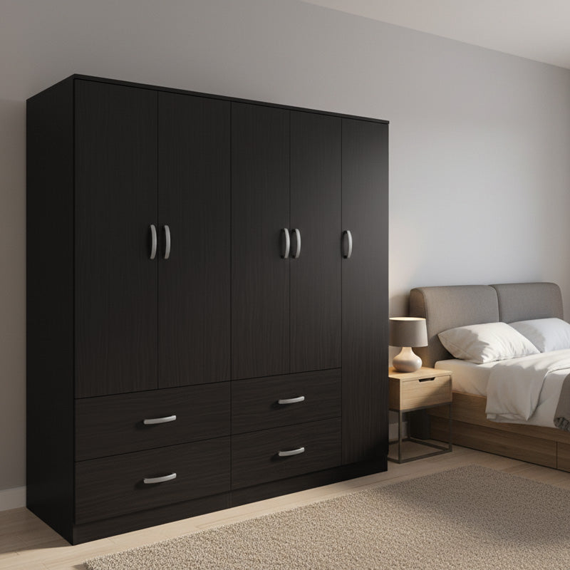 Five-door wardrobe with loft Athos pakoworld wenge 170x42x240cm