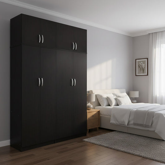 Four-leaf wardrobe with loft Athos I wenge 160x42x240cm