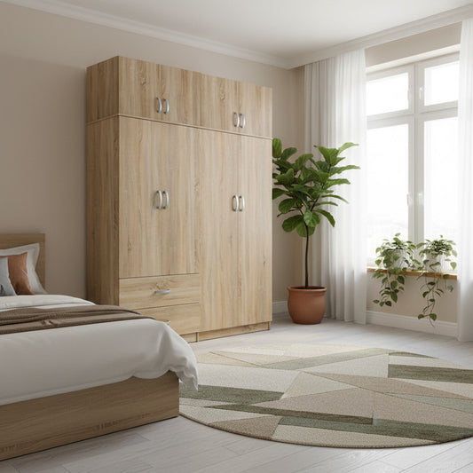 Athos four-door wardrobe with loft, sonoma, 160x42x240cm