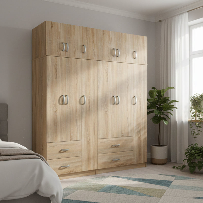 Athos pakoworld six-door wardrobe with loft, sonoma 180x42x240cm