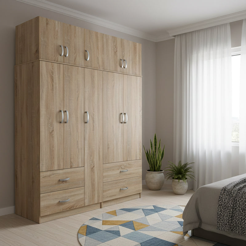 Five-door wardrobe with loft Athos pakoworld sonoma 170x42x240cm