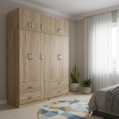 Five-door wardrobe with loft Athos pakoworld sonoma 170x42x240cm