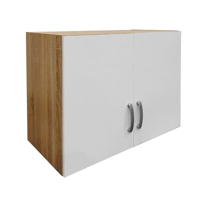 Four-leaf wardrobe with drawers and loft Athos pakoworld sonoma-white 160x42x240cm
