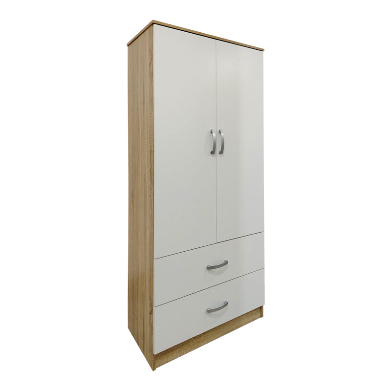 Six-door wardrobe with drawers and loft Athos pakoworld sonoma-white 240x42x240cm