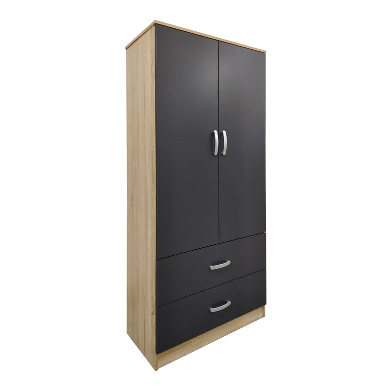 Six-door wardrobe with drawers and loft Athos pakoworld sonoma-ανθρακί 240x42x240cm