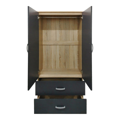 Six-door wardrobe with drawers and loft Athos pakoworld sonoma-ανθρακί 240x42x240cm