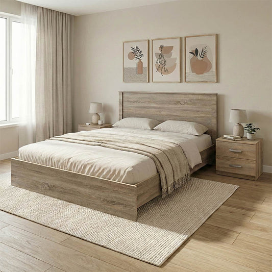 Athos Sonoma Bedroom Set with Bed 140x200cm Set of 3pcs