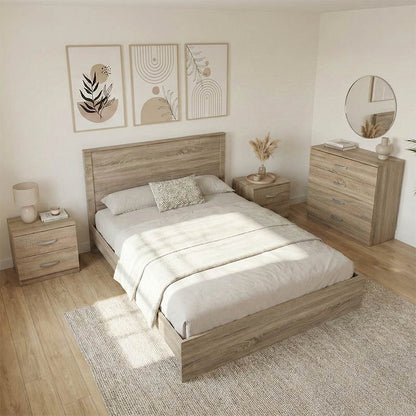 Athos Sonoma Bedroom Set with Bed 140x200cm Set of 4pcs