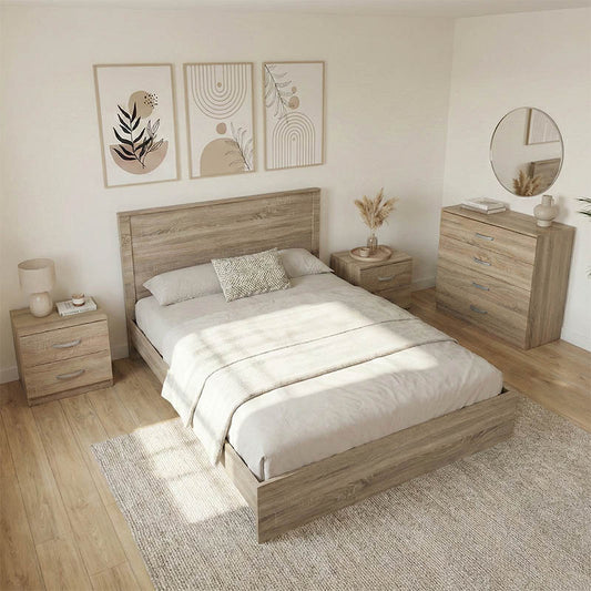Athos Sonoma Bedroom Set with Bed 140x200cm Set of 4pcs