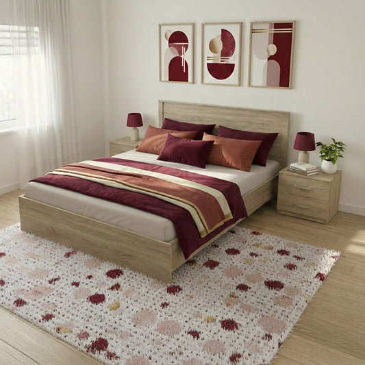 Athos Sonoma Bedroom Set with Bed 160x200cm Set of 3pcs