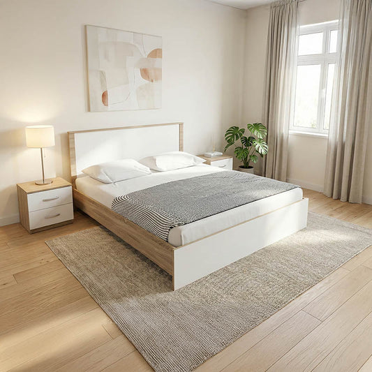 Athos Sonoma White Bedroom Set with Bed 160x200cm Set of 3pcs