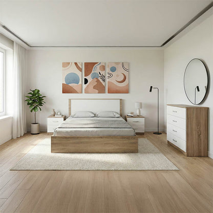 Athos Sonoma White Bedroom Set with Bed 160x200cm Set of 4pcs