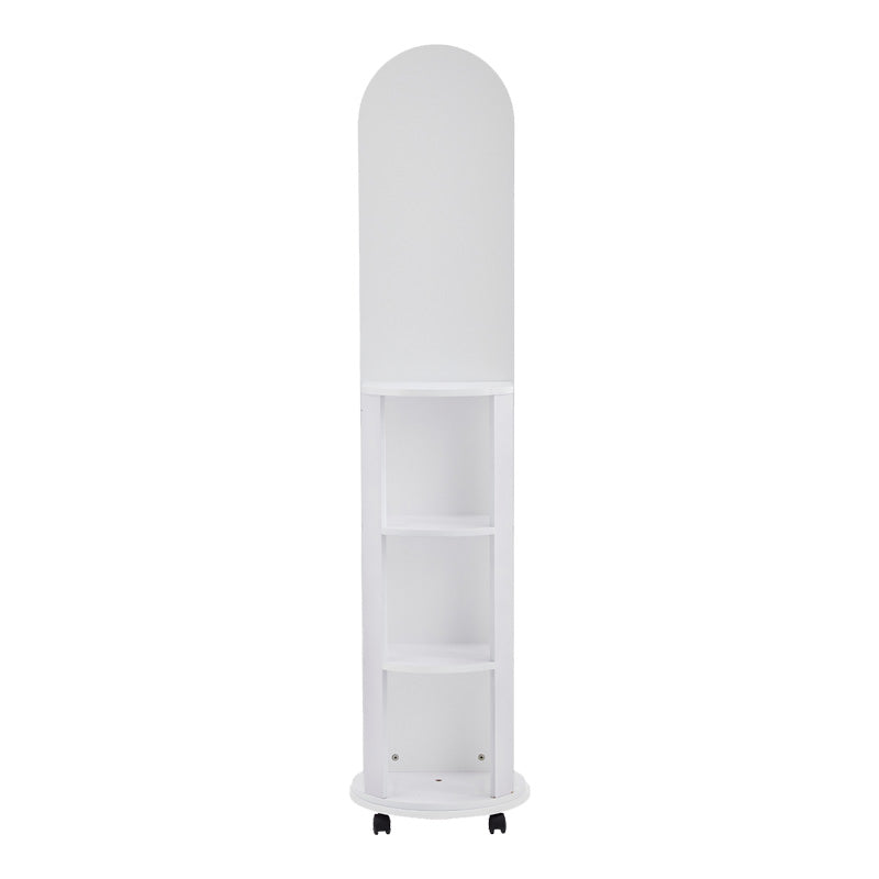 Espero mdf wheeled mirror with shelves in white shade D34x170cm