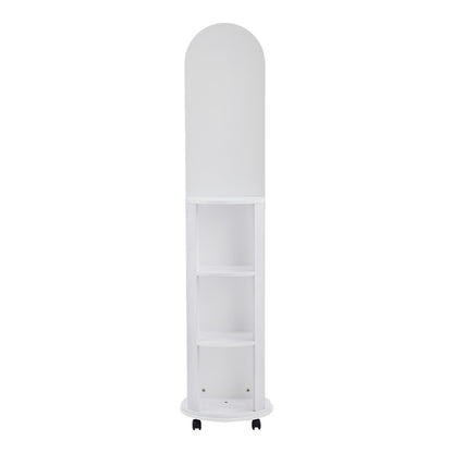 Espero mdf wheeled mirror with shelves in white shade D34x170cm