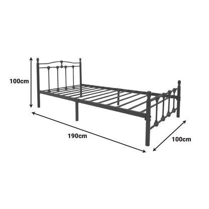 Wotso metal bed in black shade 90x190cm