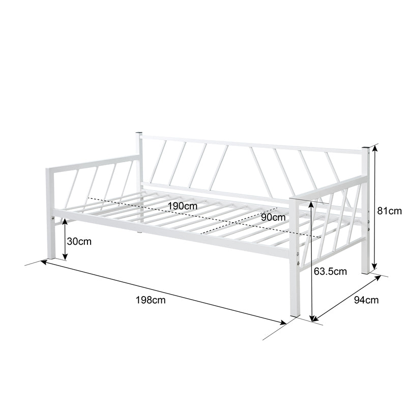 Bed-Sofa Remmie metal in white 90x190cm