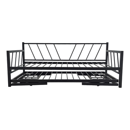 Bed-Sofa Remmie metal in black 90x190cm