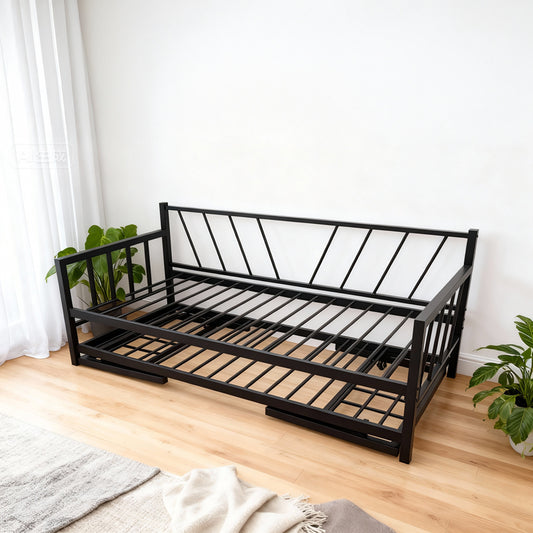 Bed-Sofa Remmie metal in black 90x190cm