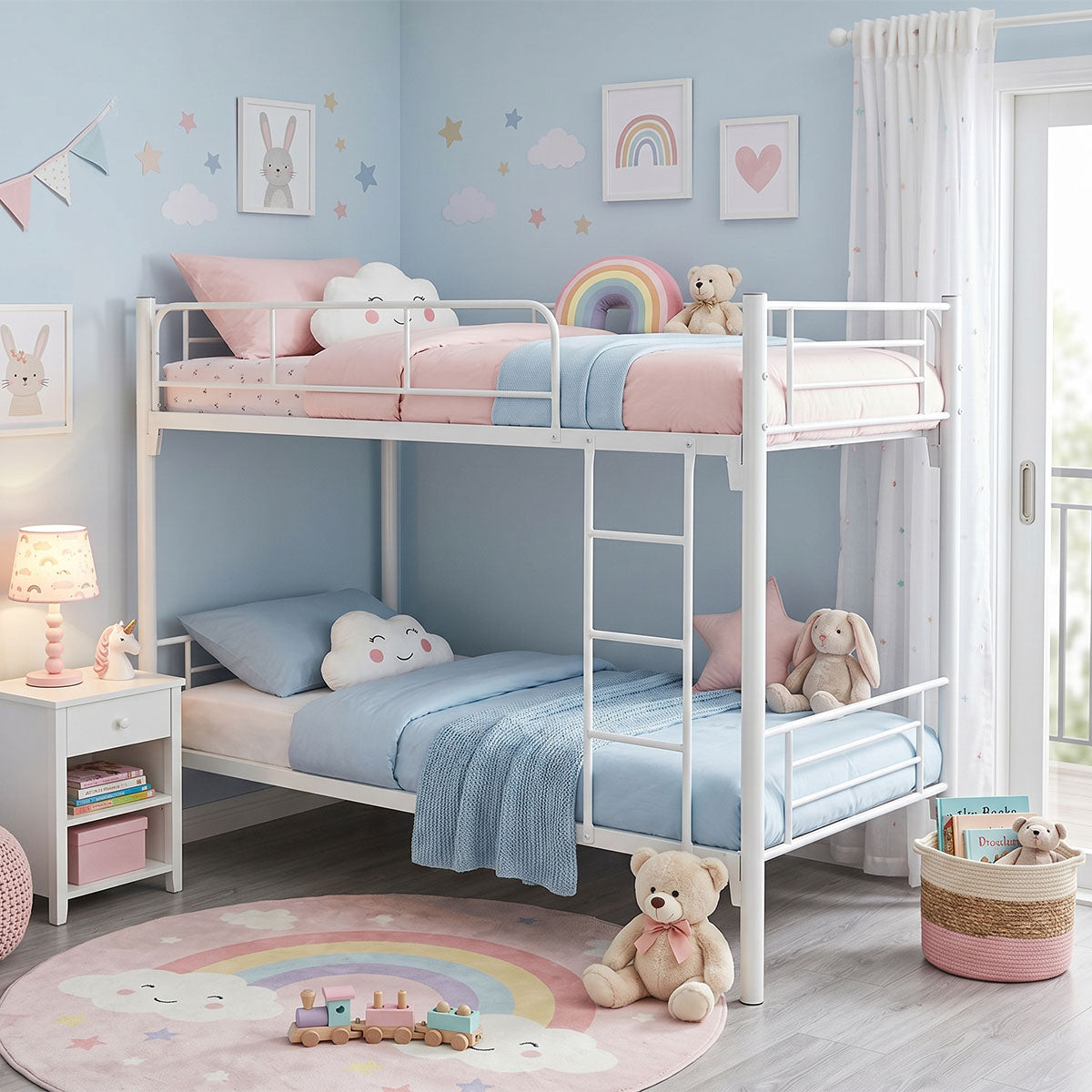 Belit metal bunk bed white 90x190cm
