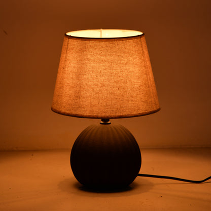Melanie Inart E14 ceramic table lamp in black - beige shade D22x30cm